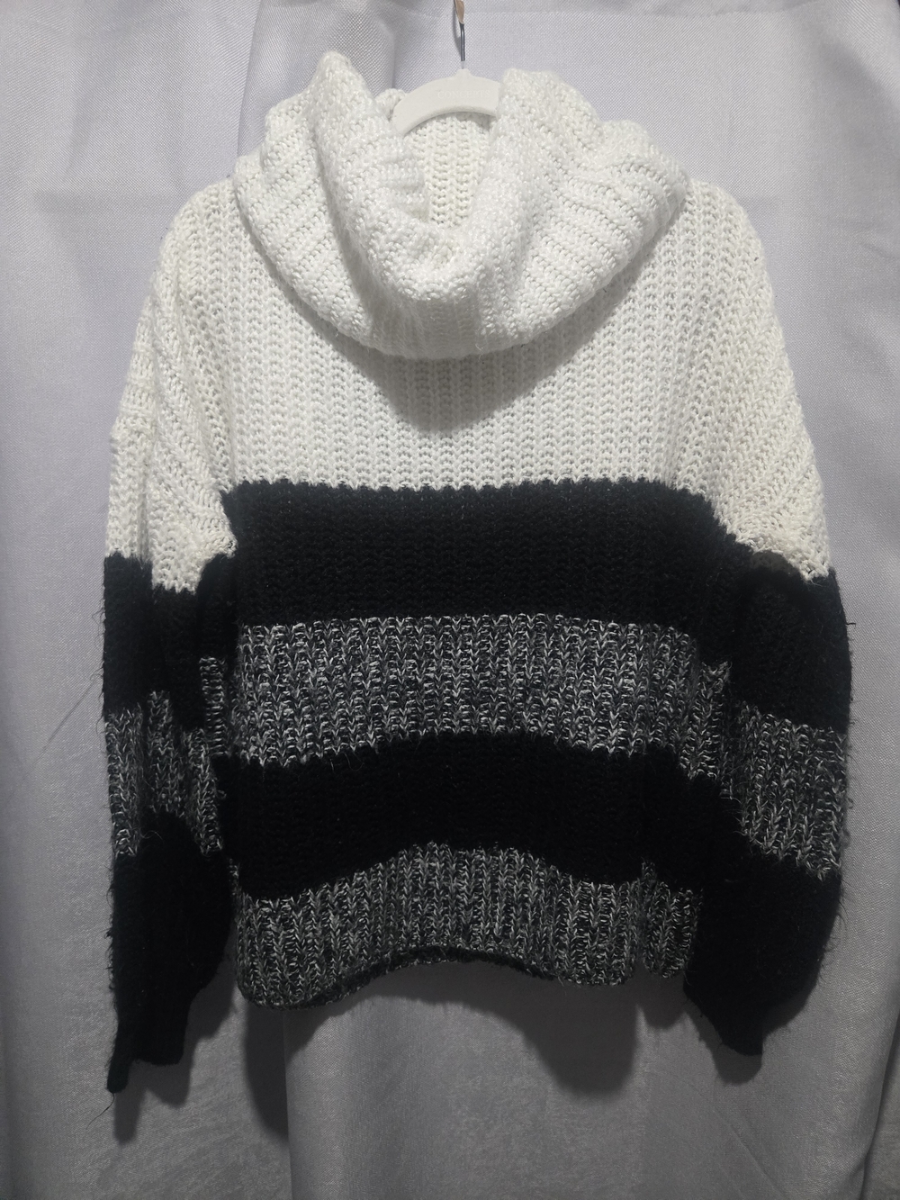 Boohoo Black & White Striped Cowl Neck Sweater